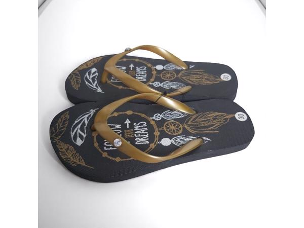 Teenslipper zwart goud met strass steentjes 30
