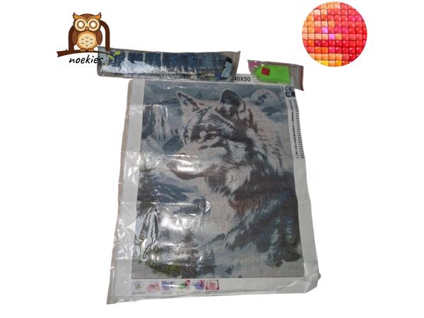 nr 21 Diamond Painting wolf 50x40cm (vierkant steentjes)