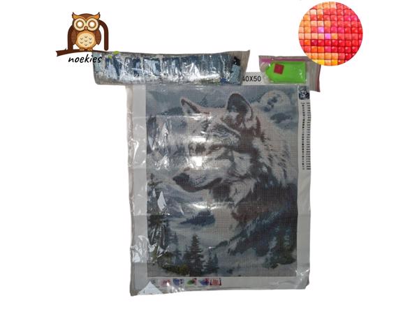 nr 21 Diamond Painting wolf 50x40cm (vierkant steentjes)