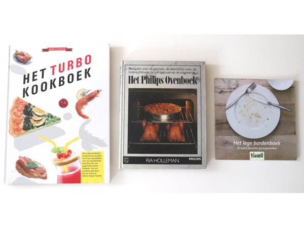 3 kookboeken met diverse recepten voor elk wat wils