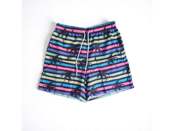 Zwembroek - short meerkleurig met palmbomen L