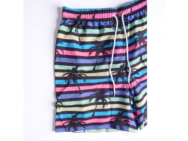 Zwembroek - short meerkleurig met palmbomen L