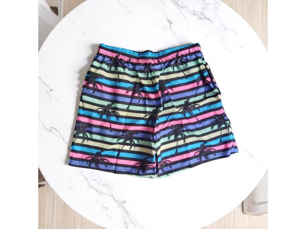 Zwembroek - short meerkleurig met palmbomen L
