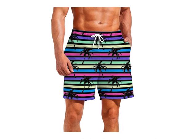 Zwembroek - short meerkleurig met palmbomen L