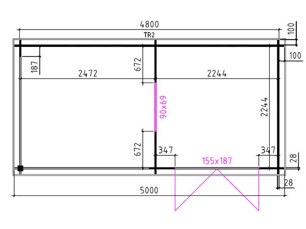 Tuinhuis-Blokhut 2525 Z: 500 x 250 x 257cm