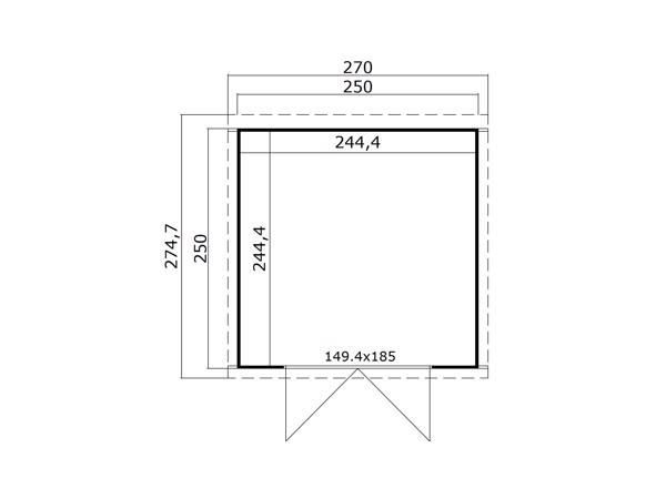 Blokhut Mila 250x250 Onbehandeld vuren