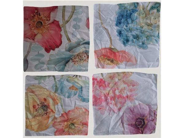 Set van 4 kussenhoezen pastel bloemen print 40x40cm