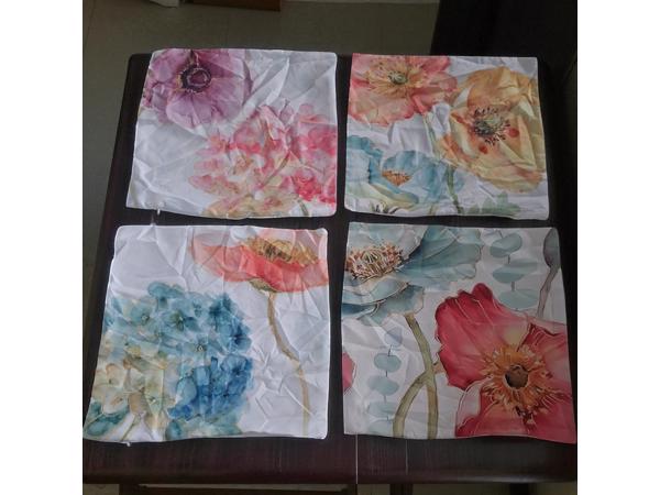 Set van 4 kussenhoezen pastel bloemen print 40x40cm