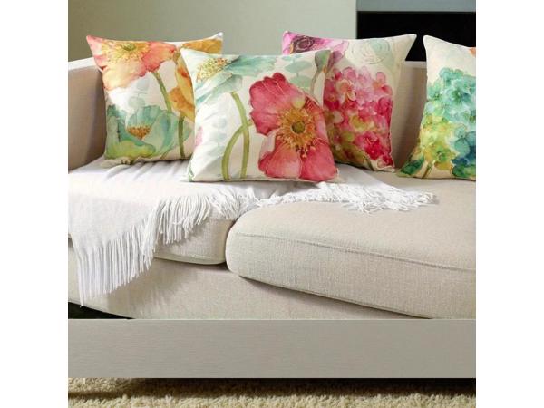 Set van 4 kussenhoezen pastel bloemen print 40x40cm