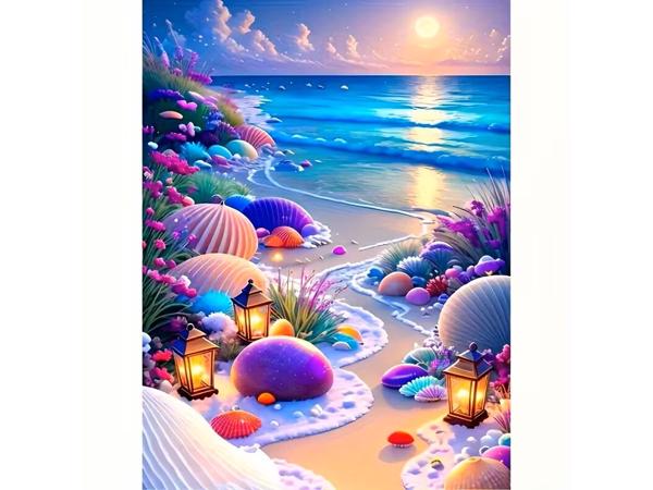 50x40cm Diamond Painting fantasy strand (vierkant) nr 15