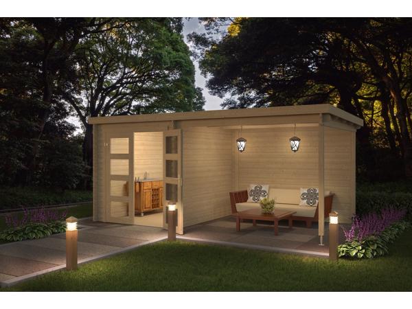 Blokhut met overkapping Helena 472x230 Onbehandeld vuren