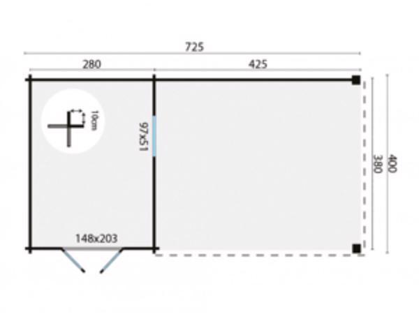 Blokhut - Tuinhuis Gunnar | 44 mm | vuren onbehandeld