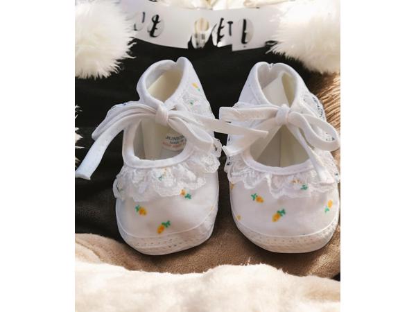 Junior Joy Babyschoenen Newborn Meisjes Wit Met Gele Roos