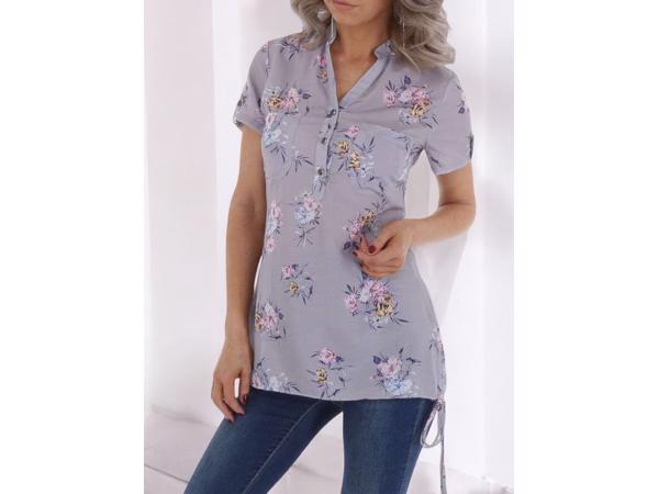 Metrofive bloemen tuniek shirt grijs S/36