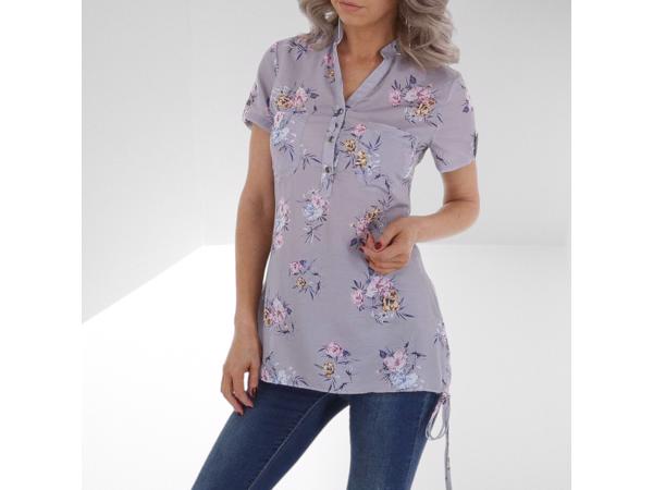 Metrofive bloemen tuniek shirt grijs S/36