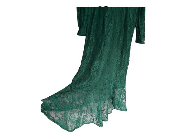 Donkergroene feestjurk van kant XL