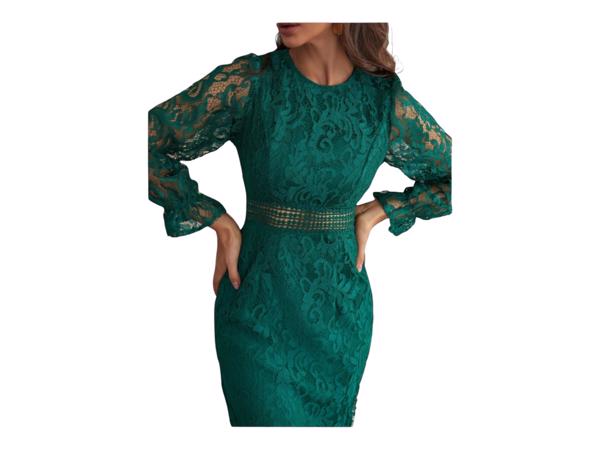 Donkergroene feestjurk van kant XL