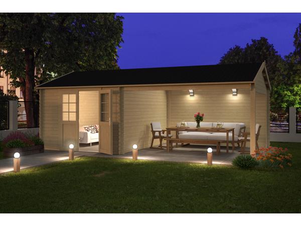 Blokhut met overkapping Octavio 680x380 Onbehandeld vuren