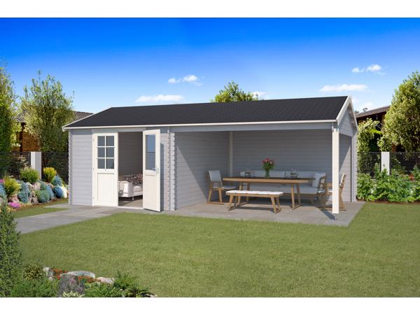 Blokhut met overkapping Octavio 680x380 Onbehandeld vuren