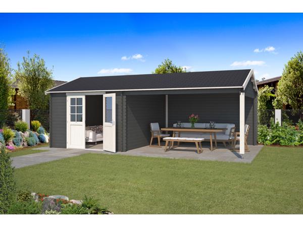 Blokhut met overkapping Octavio 680x380 Onbehandeld vuren