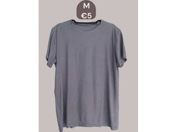 Heren t-shirt effen grijs M