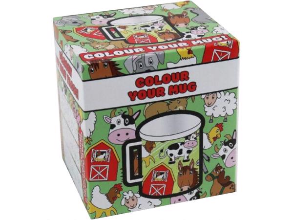 kleur je eigen beker - boerderij dieren - met 3 tekeningen