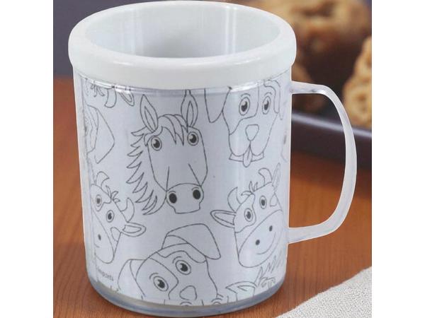 kleur je eigen beker - boerderij dieren - met 3 tekeningen