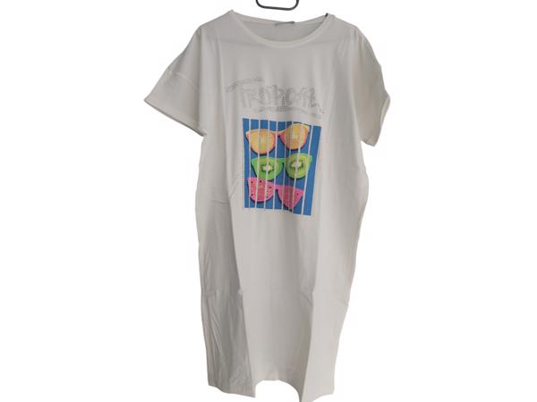 Shirt jurk Tropical fruit wit M met een vlekje