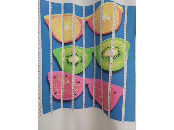 Shirt jurk Tropical fruit wit M met een vlekje