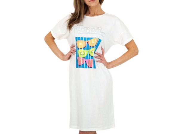 Shirt jurk Tropical fruit wit M met een vlekje