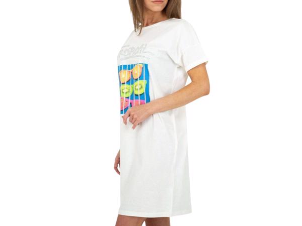 Shirt jurk Tropical fruit wit M met een vlekje