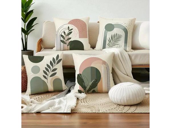 Set van 4 kussenhoezen bohemian groen roze 45x45cm