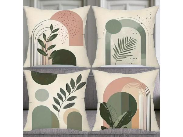 Set van 4 kussenhoezen bohemian groen roze 45x45cm