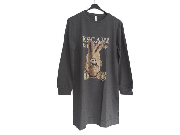 Sweat jurk strass steentjes grijs L/XL