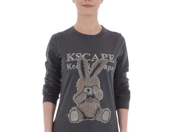 Sweat jurk strass steentjes grijs L/XL