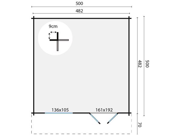 Blokhut - Tuinhuis Hendrick | 44 mm | vuren onbehandeld