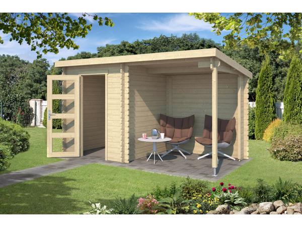 Blokhut met overkapping Jelle 370x175 Onbehandeld vuren