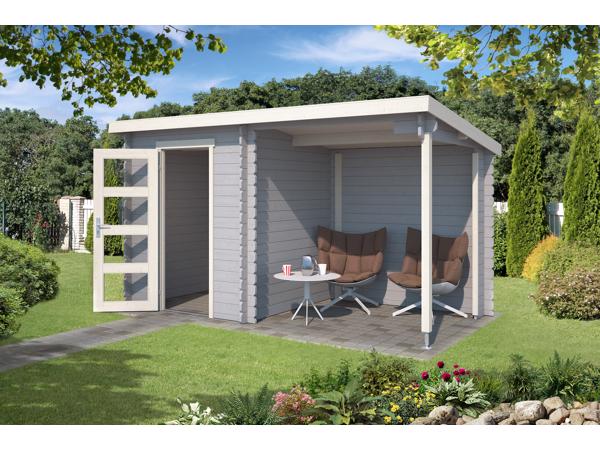 Blokhut met overkapping Jelle 370x175 Onbehandeld vuren