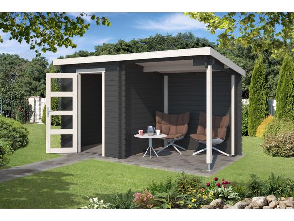 Blokhut met overkapping Jelle 370x175 Onbehandeld vuren