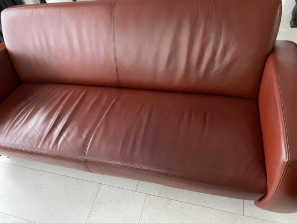 Rood lederen 2 EN 2,5 zits bank