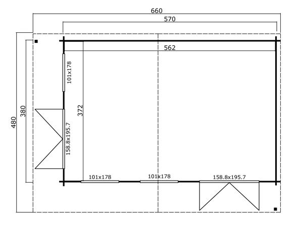 Tuinhuis-Blokhut Dominica: 570 x 380 cm ---PROMO---