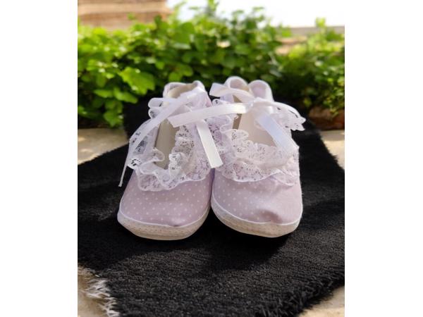 Junior Joy Babyschoenen Newborn Meisjes Paars/wit Met Stippe