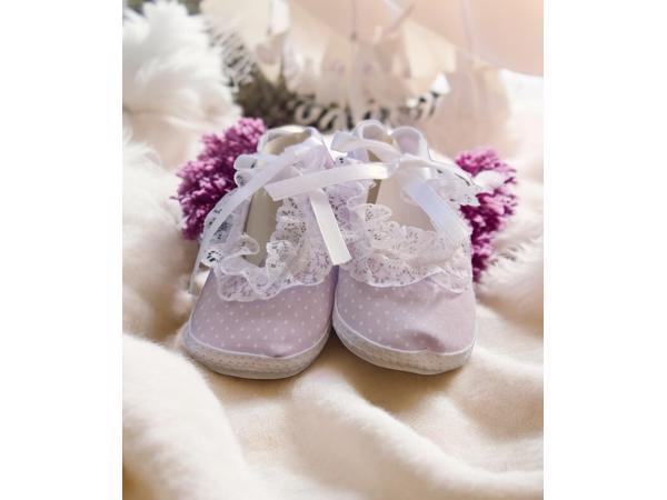 Junior Joy Babyschoenen Newborn Meisjes Paars/wit Met Stippe