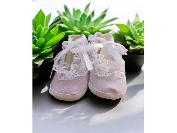 Junior Joy Babyschoenen Newborn Meisjes Paars/wit Met Stippe