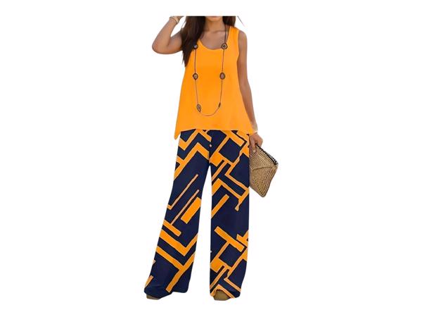 2 delige zomer set blauw oranje XXL