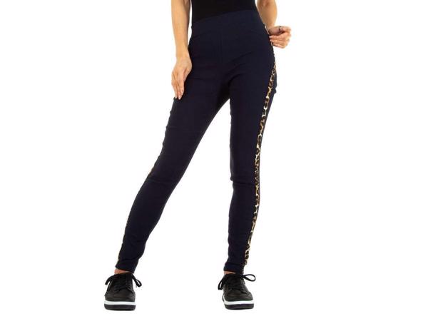 Fashion stevige legging panterprint marine blauw S/M 36/38