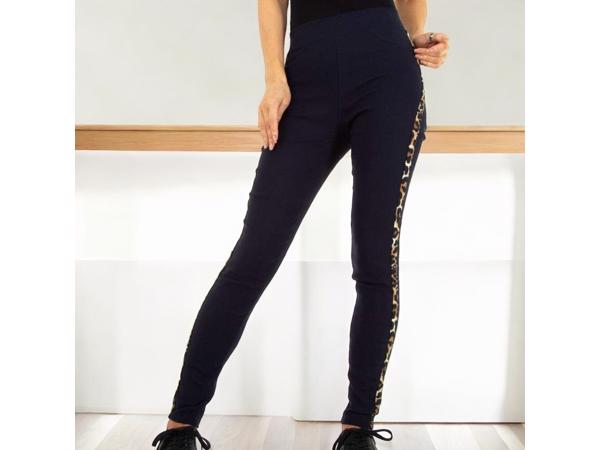 Fashion stevige legging panterprint marine blauw S/M 36/38