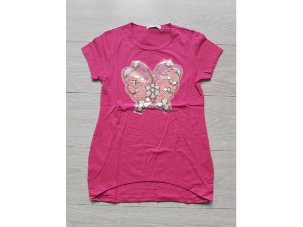 Seagull T-shirt fuchsia roze vlinder glitter 158/164