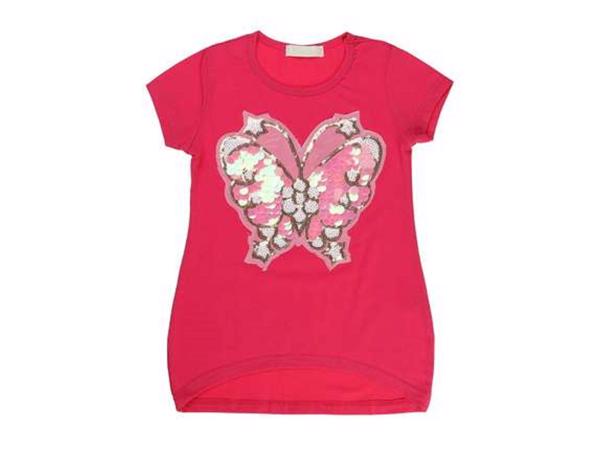 Seagull T-shirt fuchsia roze vlinder glitter 158/164