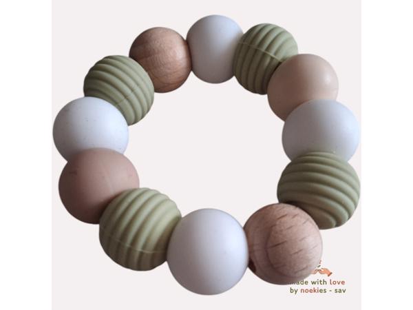 Noekies Handgemaakte Bijtring khaki beige - Nieuw!